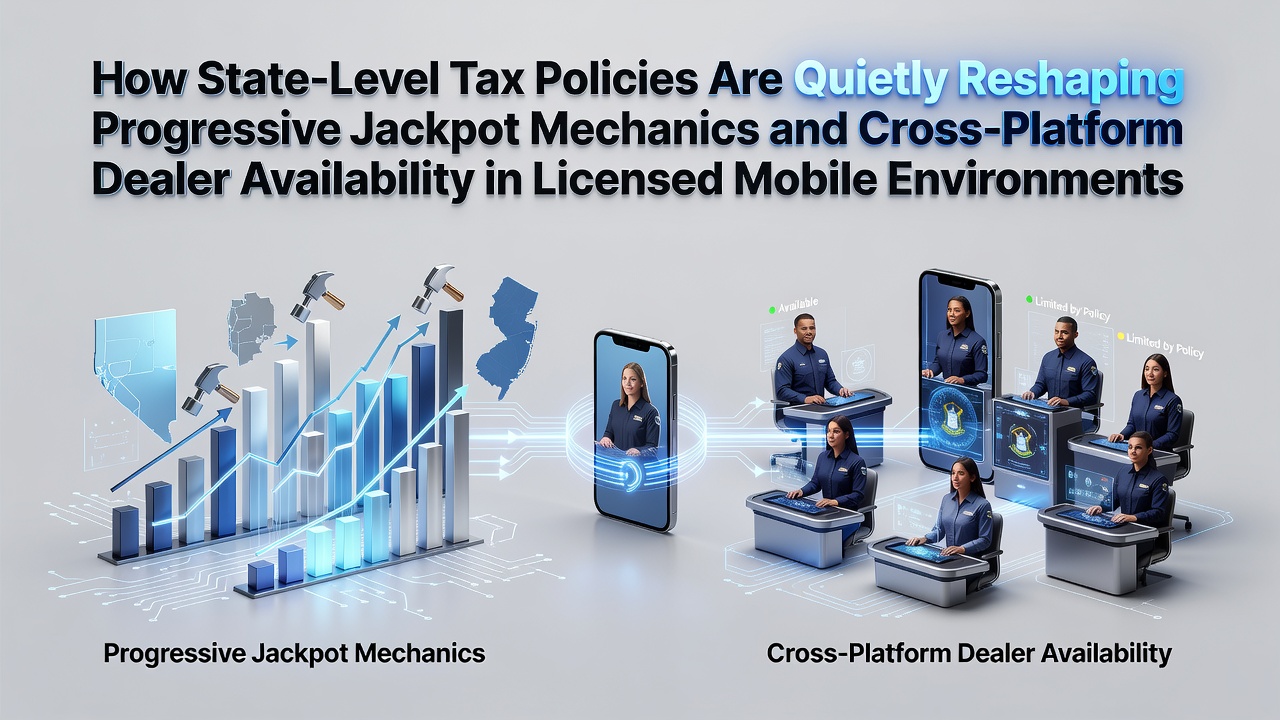 State tax documents and mobile gaming interfaces showing jackpot pool adjustments