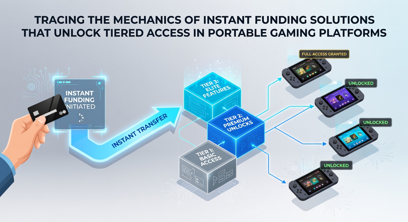Mobile gaming interface displaying tier progression and instant funding confirmation screens